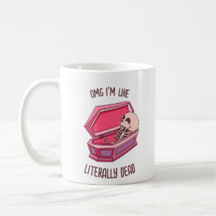 Caneca De Café Esqueleto de Halloween Retro Bonito" Sou Morto" Pu