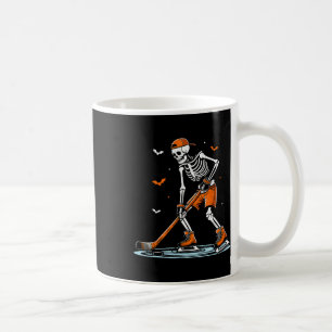 Caneca De Café Esqueleto de hóquei no gelo no Halloween, meninos