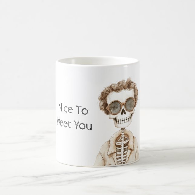 Caneca De Café Esqueleto de Óculos com Grande Sorriso Prazer em C (Centro)