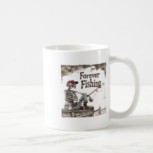 Caneca De Café Esqueleto de Pesca Divertido para Sempre Humorísti