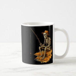 Caneca De Café Esqueleto de Pesca Fantasia Divertida de Halloween
