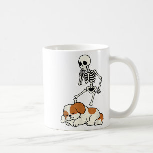 Caneca De Café Esqueleto de Skeleton de Cachorro Perseguindo Shih