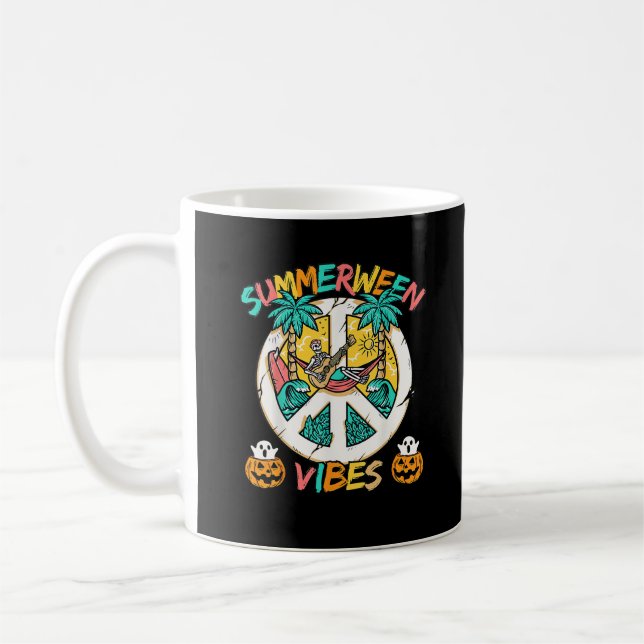 Caneca De Café Esqueleto De Summerwin Enche Na Praia Com Su (Esquerda)