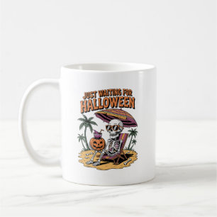 Caneca De Café Esqueleto de Verão Assustador Apenas Esperando pel