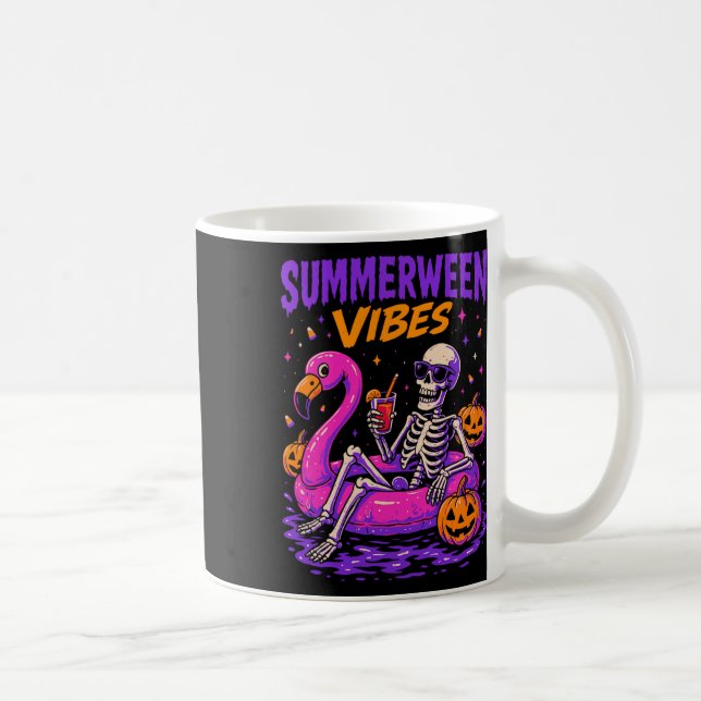 Caneca De Café Esqueleto de Verão Halloween (Direita)