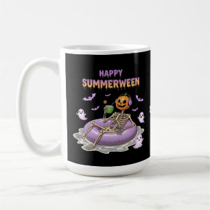 Caneca De Café Esqueleto Divertido de Abóbora Assustadora no Summ