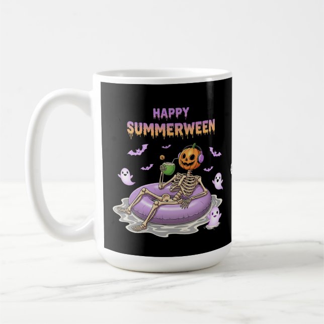 Caneca De Café Esqueleto Divertido de Abóbora Assustadora no Summ (Esquerda)