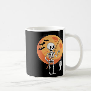 Caneca De Café Esqueleto Engraçado Amantes de Pesca Lua Assustado
