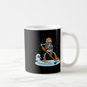 Caneca De Café Esqueleto Engraçado de Hóquei no Gelo no Halloween