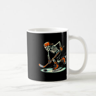 Caneca De Café Esqueleto Engraçado de Hóquei no Halloween Para Am