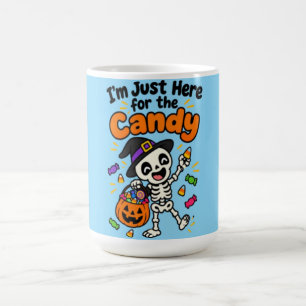 Caneca De Café Esqueleto Engraçado Estou Aqui Só Pelo Doce Dia da