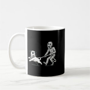 Caneca De Café Esqueleto Engraçado Feminino Perseguindo Cachorro