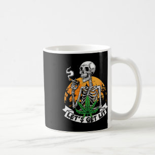 Caneca De Café Esqueleto Engraçado Fumando Maconha Vamos Ficar Bê