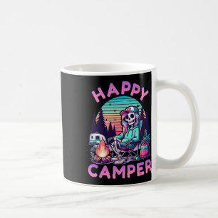 Caneca De Café Esqueleto Feliz Camper Acampando Verão Divertido F