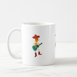 Caneca De Café Esqueleto Festivo Tocando Guitarra
