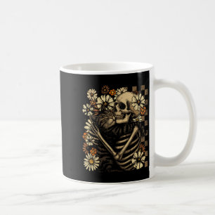 Caneca De Café Esqueleto Floral Abraçando Gato Halloween Cat Love