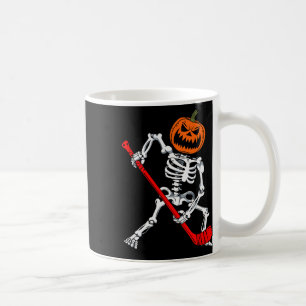 Caneca De Café Esqueleto Hóquei no Gelo Abóbora de Halloween Hóqu