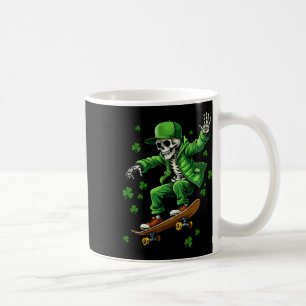 Caneca De Café Esqueleto Irlandês Em Skate Engraçado Dia De São P