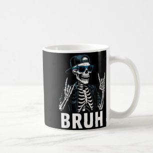Caneca De Café Esqueleto Legal Bruh Rock On no Halloween Homens A