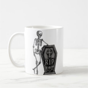 Caneca De Café Esqueleto legal com caixão