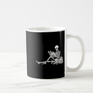 Caneca De Café Esqueleto lendo cottagecore botânico amante de liv