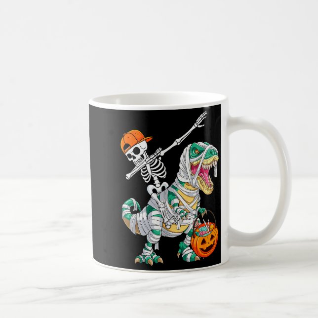 Caneca De Café Esqueleto Montando Dançando Dab Dinossauro T Rex H (Direita)