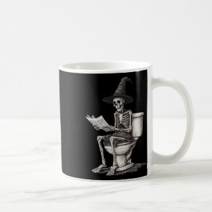 Caneca De Café Esqueleto no vaso sanitário chapéu de bruxa engraç