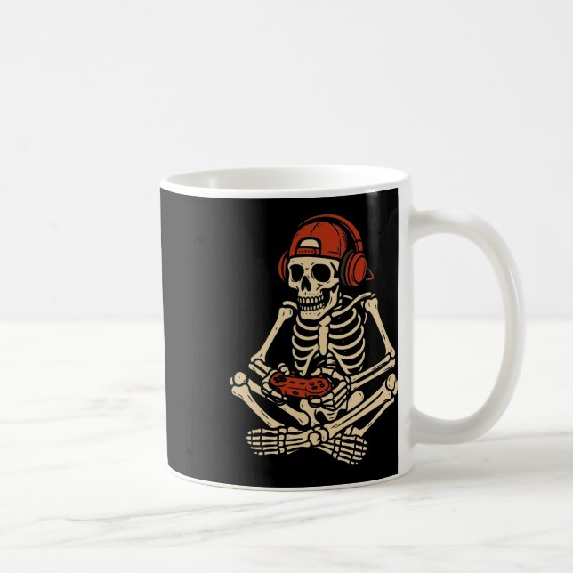 Caneca De Café Esqueleto Retro de Halloween para Jogadores de Víd (Direita)