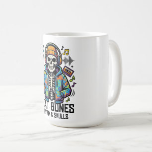 Caneca De Café Esqueleto Ritmo Batendo & Caveiras Música Legal Es