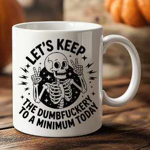 Caneca De Café Esqueleto Sarcástico Sinal de Paz Atitude Antissoc