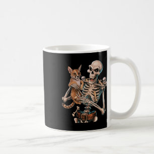 Caneca De Café Esqueleto Segurando Um Gato Gatinho Halloween Men