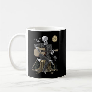 Caneca De Café Esqueleto Tocando Guitarra Acústica Fantasia Gótic