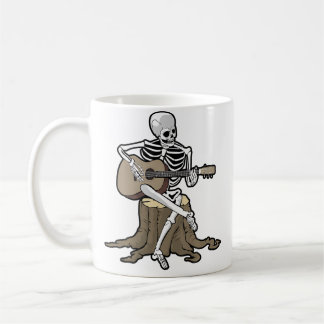 Caneca De Café Esqueleto Tocando Guitarra Halloween Acústico Meni