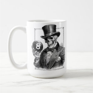 Caneca De Café Esqueleto Vintage com Cartola e Bola 8