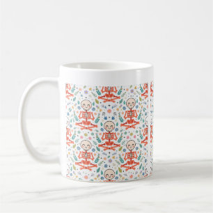 Caneca De Café Esqueleto Yoga Namaste Arte Divertida de Halloween