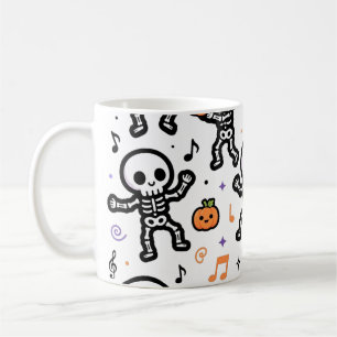 Caneca De Café Esqueletos Dançantes Padrão Fofo de Festa de Hallo