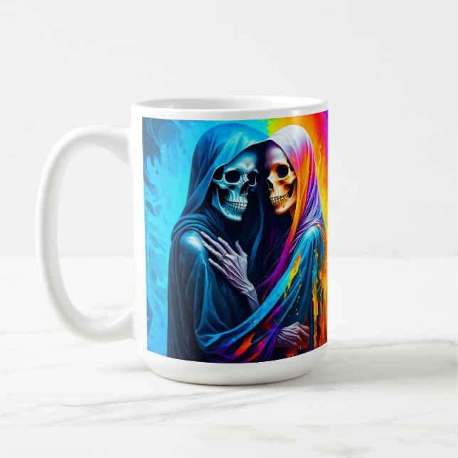 Caneca De Café Esqueletos Envoltos em um Arco-íris (Esquerda)