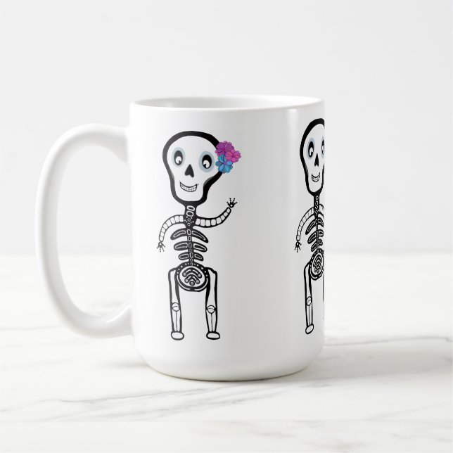 Caneca De Café Esqueletos felizes do Vinil Sticker de Corte Perso (Esquerda)