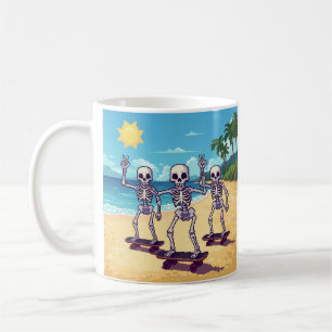 Caneca De Café Esqueletos Legais no Design da Praia