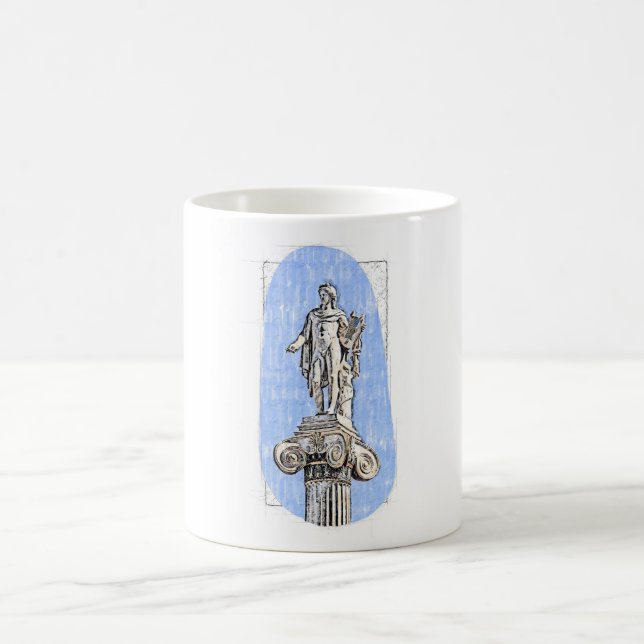 Caneca De Café Esquema de aquarela da estátua de Apollon (Centro)