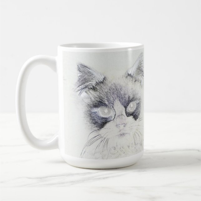 Caneca De Café Esquema de lápis de gato (Esquerda)
