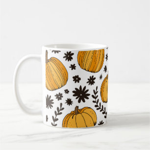 Caneca De Café Esquemas de abóbora: padrão sem costura desenhado