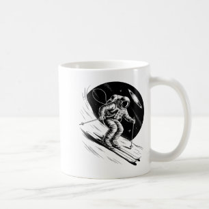 Caneca De Café Esqui astronauta espaço esporte de inverno esquiad