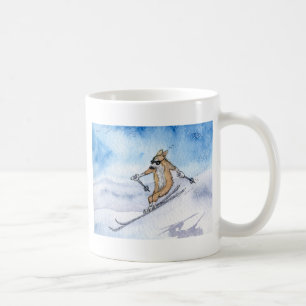 Caneca De Café Esqui do cão do Corgi de Galês