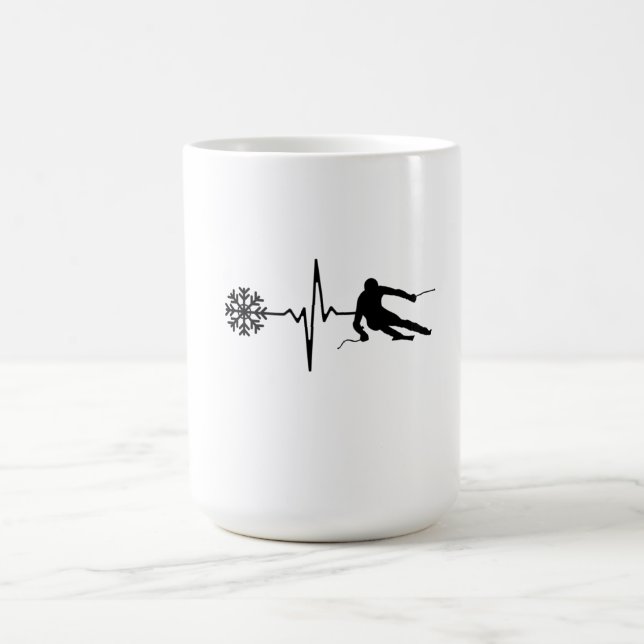Caneca De Café Esqui - Presente Skiing Heartbeat Skier (Centro)