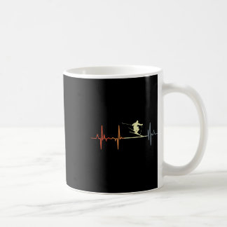 Caneca De Café Esqui Pulse Line Vintage Esqui Heart Line