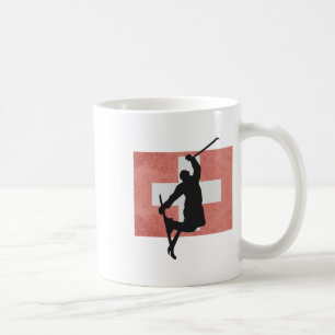 Caneca De Café Esqui Salto de Esqui Suíça Bandeira Suíça Esporte