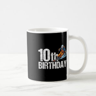 Caneca De Café Esquiador Aniversário de 10 anos Menino Menina Esq