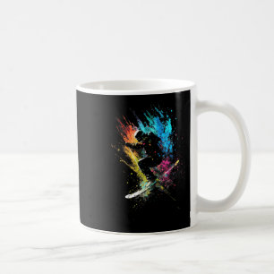 Caneca De Café Esquiador Arte Splash Esqui Freestyle Esqui Retro