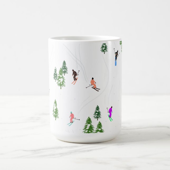 Caneca De Café Esquiador de Ilustração de Esquiadores Alpinos (Centro)